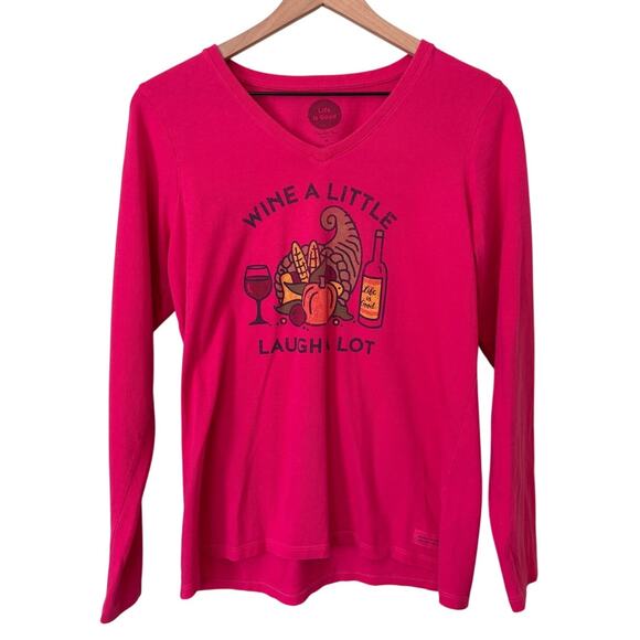 Life Is Good Wine Crusher Tee Long Sleeve Shirt Medium - Picture 1 of 7